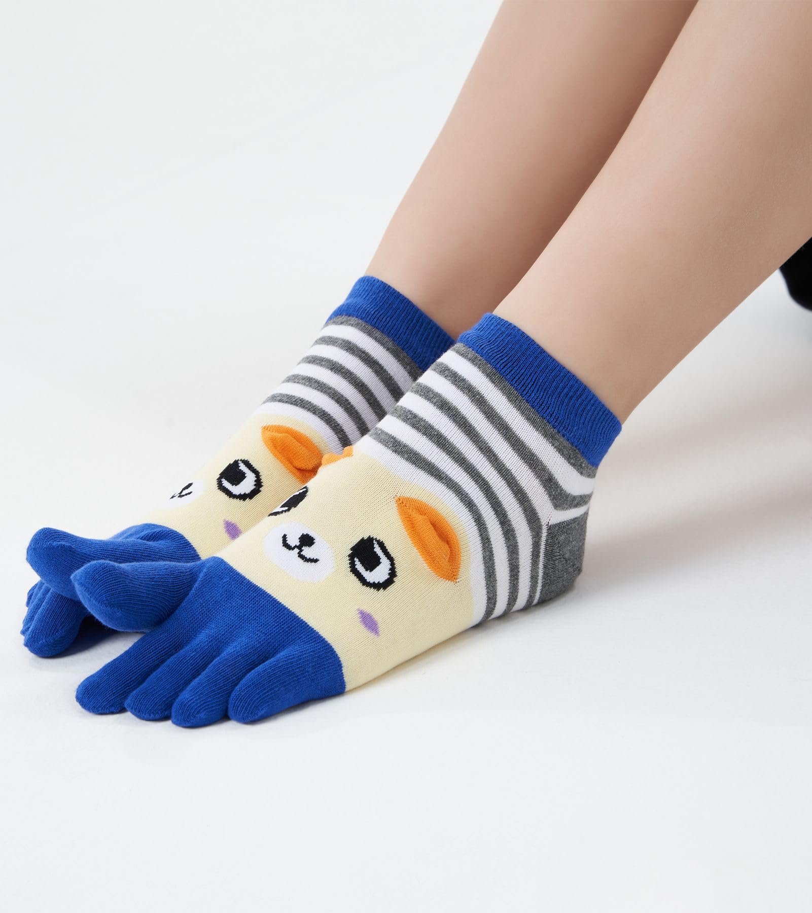 HONOW Women's Low Cut Toe Socks Ankle Cotton Running Socks(Pack of 5/6): Color 10 (Ankle Length)