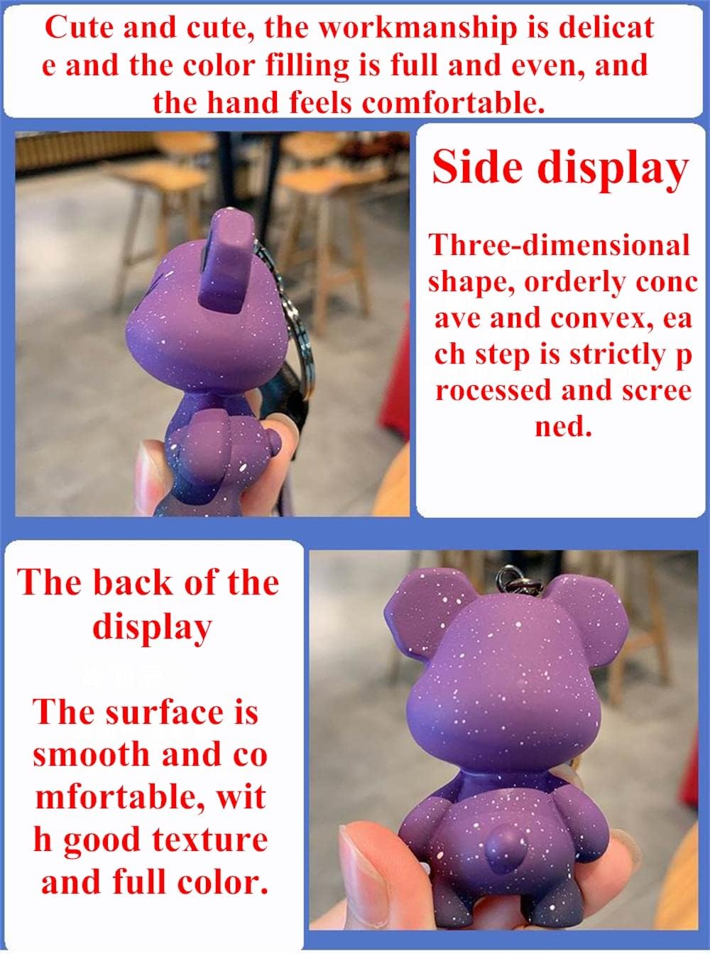 Cute Bear Keychain, Cartoon Bear Key Ring Bag Pendant Wristband, Suitable for Car Key Backpack Accessories - Image 5