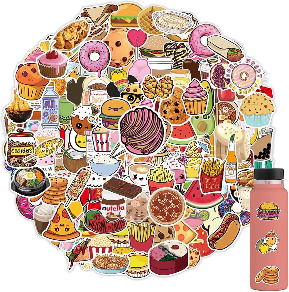 150PCS Cute Food Stickers, Vsco Laptop Stickers for Water Bottles, Waterproof Decal for Teens and Adults, Trendy Vinyl Stickers for Laptops, Computers, Notebook, Phone Case