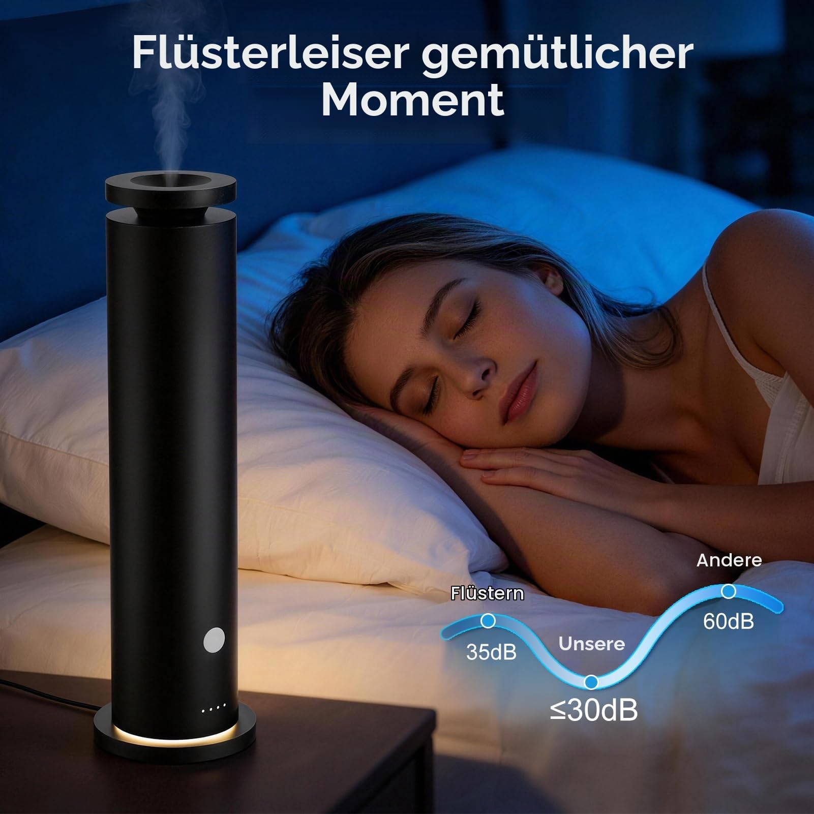 Wasserloser Aroma Diffuser Starter-Kit mit 5 Ätherischen Ölen, Diffuser für Ätherische Öle 150 m² Raumabdeckung, 6 Intensitätsstufen, Fernbedienung, Timer, 20 dB, Duft Diffuser Schwarz