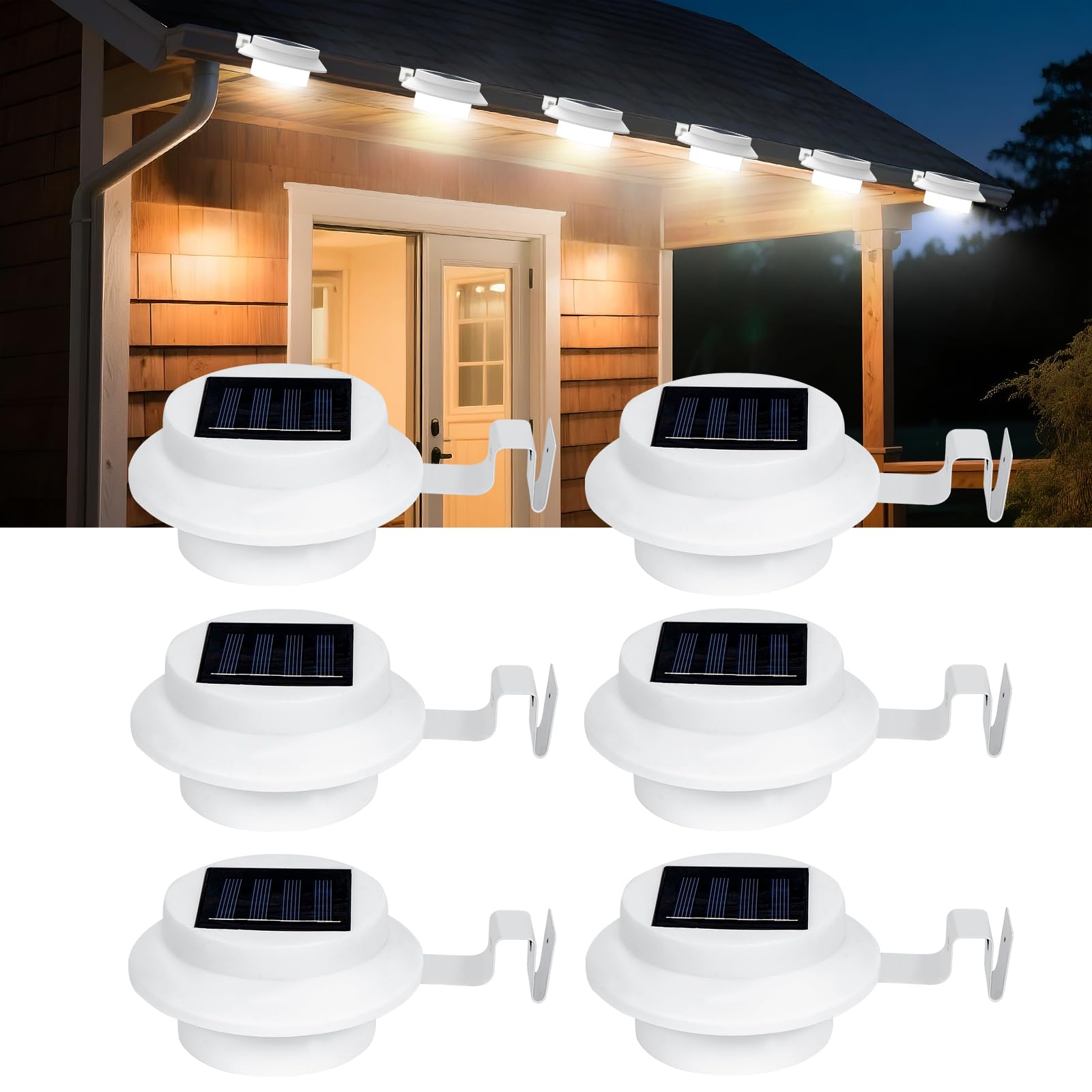 AGOTD 6 Luci Solari LED Per Esterni IP55 – Bianche, Con Sensore Crepuscolare E Batteria 1600mAh