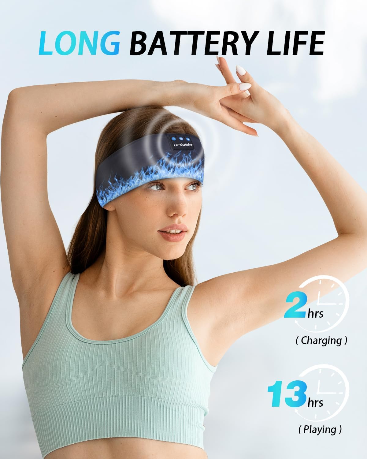 LC-dolida Sleep Headphones Bluetooth Headband,Wireless Headband Headphones with Thin HD Speakers,Soft Long Time Play Sports Headsets Perfect for Side Sleepers, Sport, Yoga, Travel