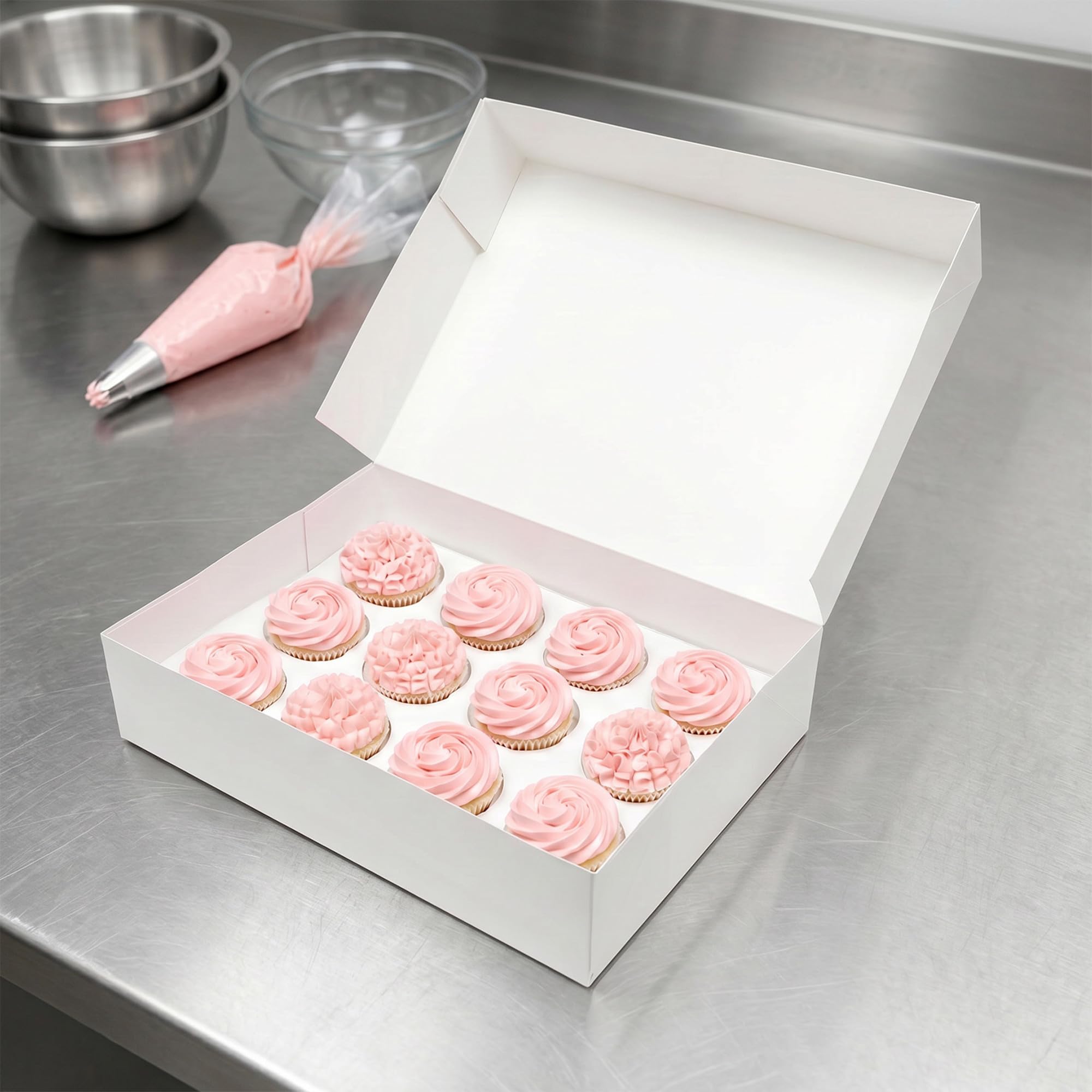 Culpitt Cupcake-Boxen mit 12 Löchern, Weiß, zum Tragen und Schützen von leckeren Muffins, Feenkuchen, Leckereien, 25 Stück