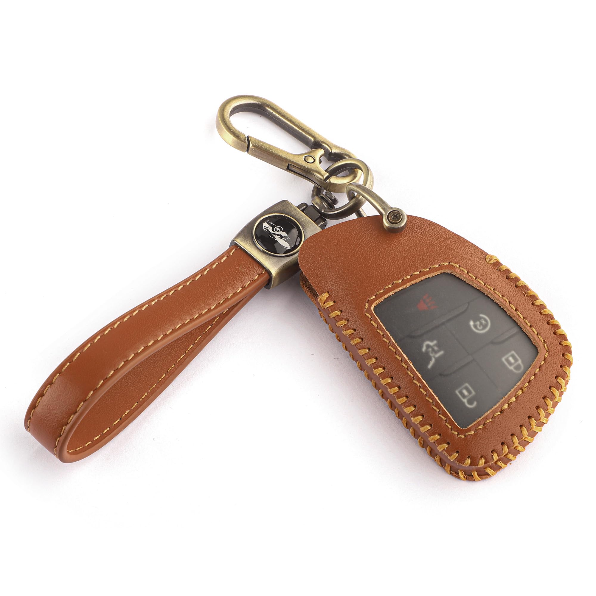 for Chevy Key Fob Cover with Keychain, Leather Car Key Case Full Protector Fit for 2022-2024 Chevy Silverado 1500 GMC Sierra 1500 Silverado Sierra