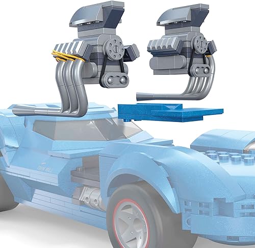 Miniatura 2 de Mega Hot Wheels - Juego de juguetes de construcción de autos de carreras, molino doble con 635 piezas, réplica de coleccionista de construcción y