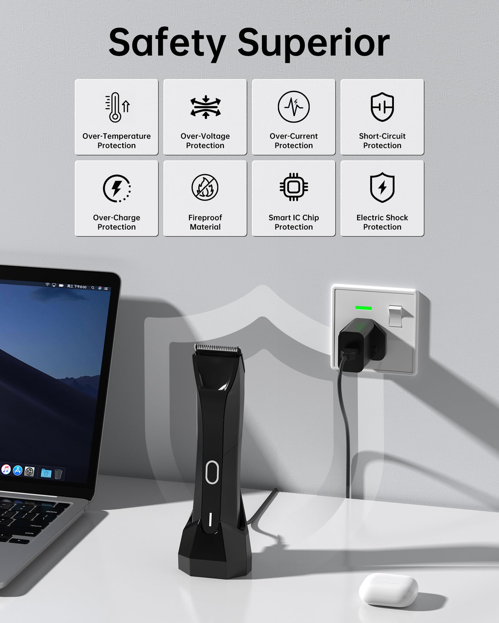 Base de carga para cortacésped Manscaped 4.0, cargador eléctrico de corte de pelo de ingle con cable de 5 pies