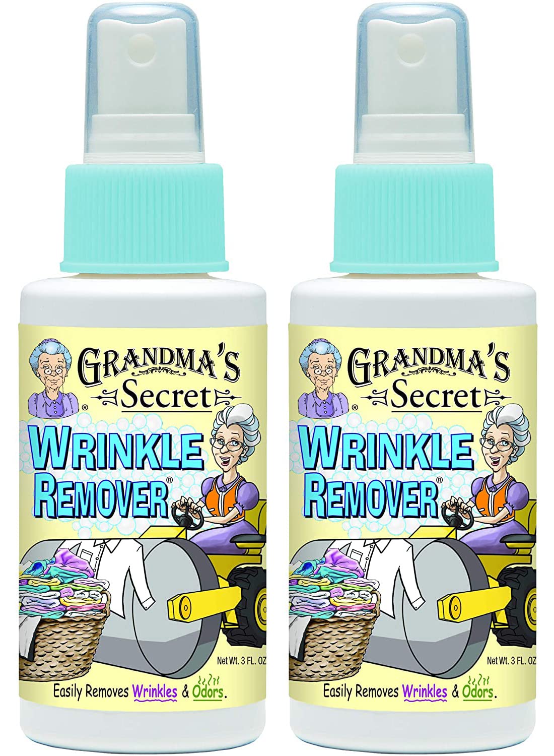 Grandma's Secret Wrinkle Remover Spray - Easily Removes Wrinkles & Odors - Wrinkle Release, Fabric Refresher Spray, Chlorine, Bleach and Toxin-Free - 3 Ounce, 2 Pack