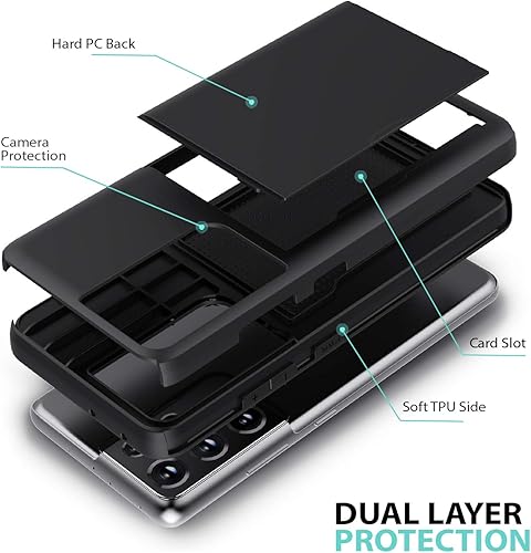 Miniatura 3 de ZUSLAB Funda tipo cartera compatible con Samsung Galaxy S21 Ultra 5G, funda para teléfono con soporte para tarjetas, a prueba de golpes,