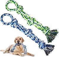 TLAZZ 2-Pack Indestructible Dog Rope Toys for Aggressive Chewers - Medium Large Breeds, Teeth Cleaning Tug Toys for Boredom Relief