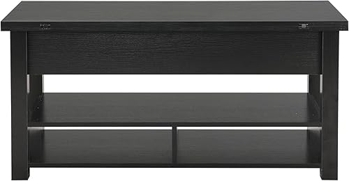 Miniatura 9 de Mesa auxiliar elevable, mesa auxiliar multifuncional con estantes abiertos, mesa de comedor moderna para sala de estar, oficina en casa (negro #004)