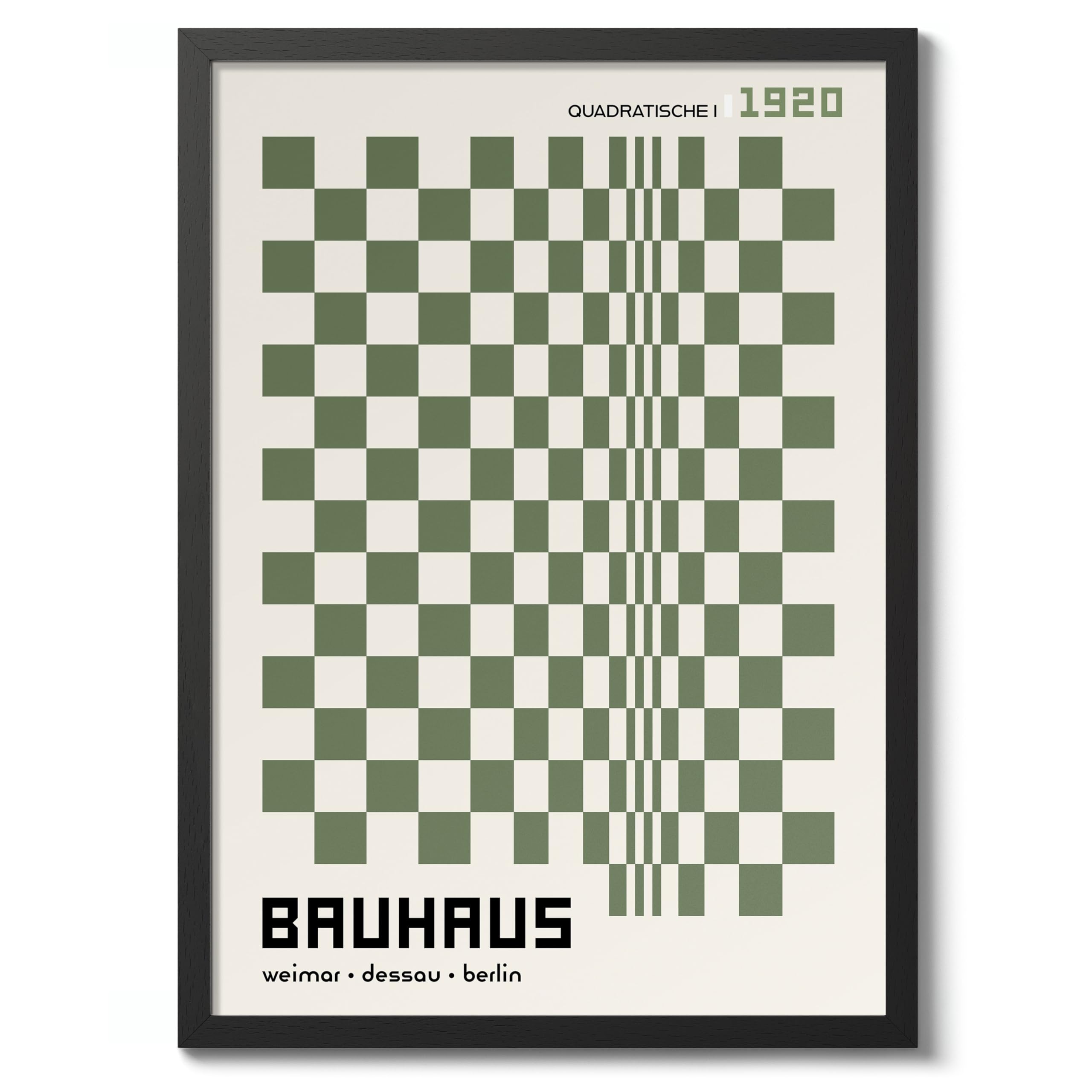 Quadratische Green Bauhaus Poster, Bauhaus Print, Framed Abstract Art, Mid-Century Wall Art, Archival Matte, A4 (Framed) - 29.7x21cm — image 1