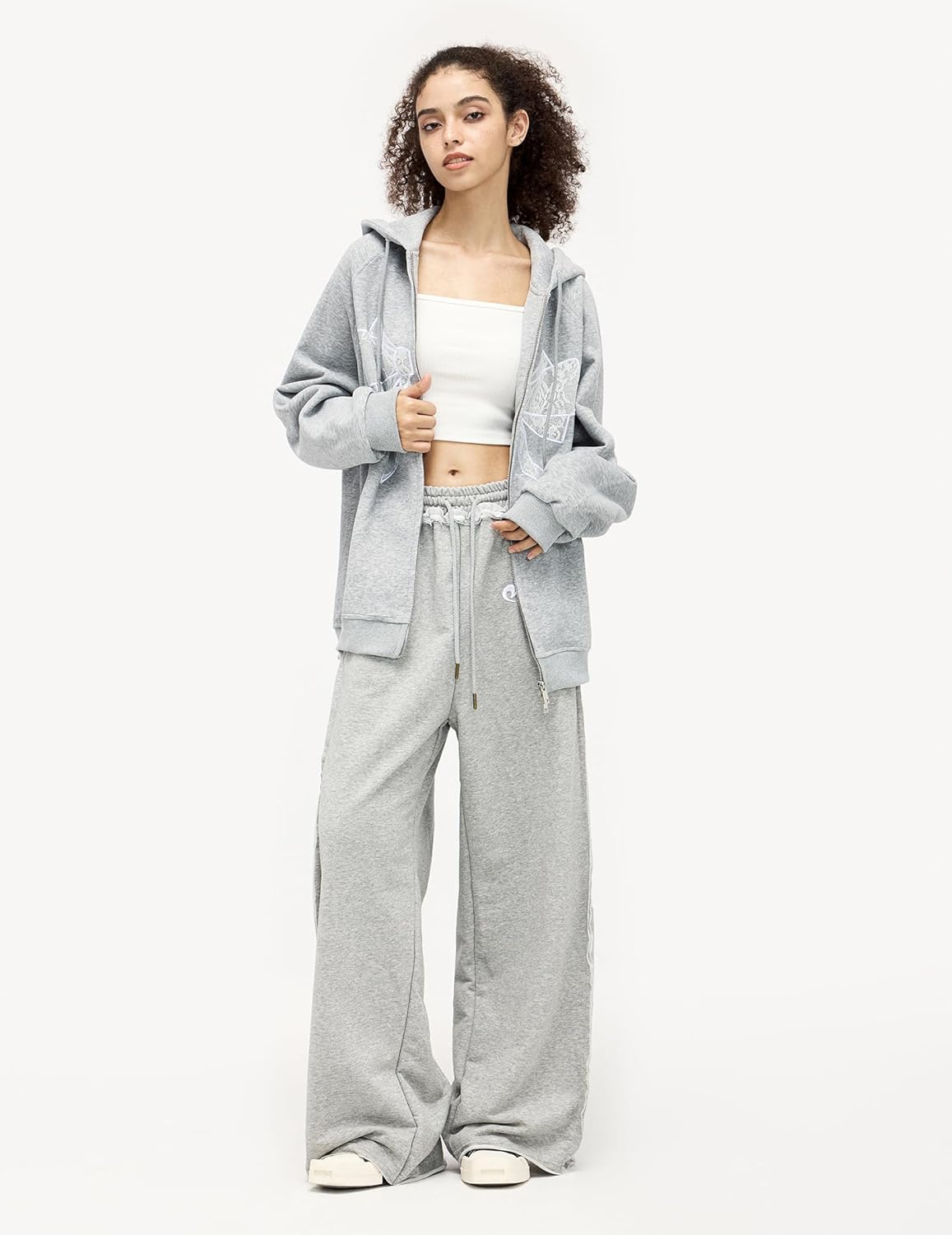 Aelfric Eden Womens Lace Bow Zip Up Hoodies Embroidery Graphic Print Hooded Y2K Fashion Oversized Casual Sweatshirts Jackets - Image 4