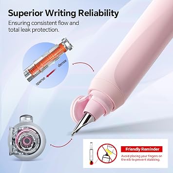 WRITECH Fountain Pen Fine Point: Clictek Retractable Black Ink Cartridges