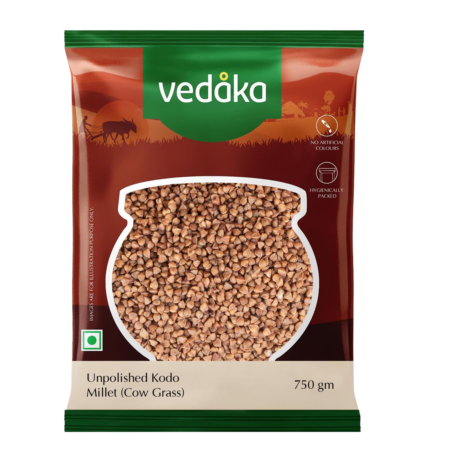 Amazon Brand - Vedaka Unpolished Kodo Millet | 750 G | Cow Grass/Varagu/Arikelu/Hark/Varigu/Kodra
