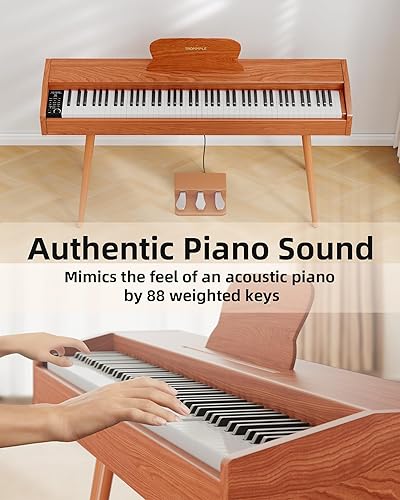 Miniatura 3 de Pitetody Piano de teclado digital de 88 teclas, piano de teclado eléctrico para principiantes con teclas sensibles a la velocidad, 128 voces,