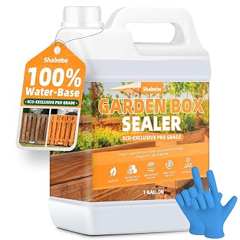 Garden Box Sealer 128OZ, Non-Toxic & Plant-Safe Waterproofing Wood Sealer for Raised Garden Beds, Planters & Pet Shelters, Long-Lasting Protection