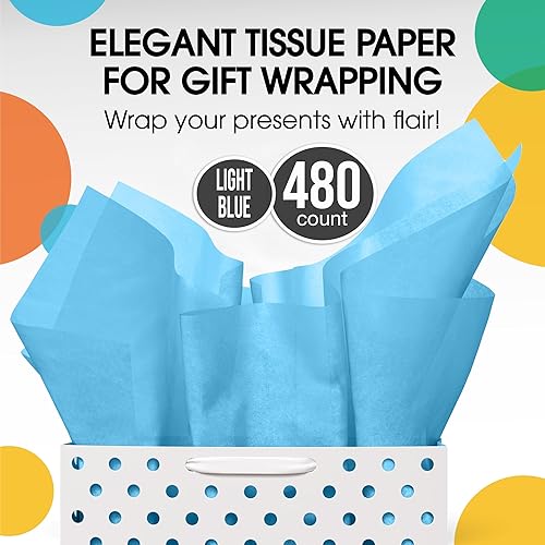 Miniatura 92 de Party Solids Papel de seda blanco para bolsas de regalo, papel de seda a granel de 15 x 20 pulgadas, 480 hojas, papel de periódico de 10 libras