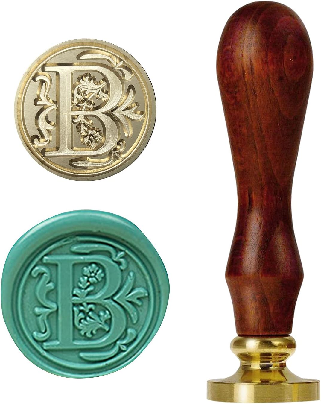 AMOCOLetter B Wax Seal Stamp,Vintage Retro Wax Sealing Stamp, Classic Brass Head Wooden Handle Alphabet Letter Initial Wax Seal Stamp(B)
