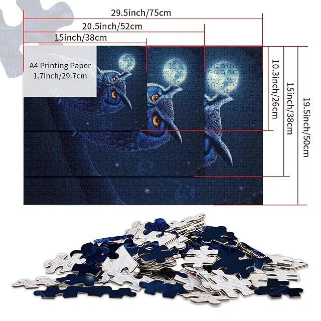 Foto 3 de 5 de Rompecabezas de 1000 Piezas para Adultos Búho Azul posado en la Noche Juguetes adictivos para Cultivar…