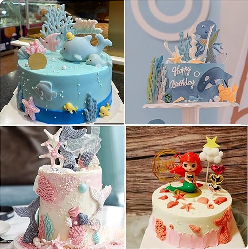 Miniatura 9 de Mujiang Moldes de silicona de algas marinas de coral, molde de fondant para decoración de pasteles, decoración de cupcakes, pasta de goma de mascar