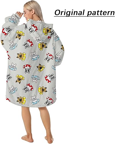 Miniatura 10 de Darrenvan Manta con capucha para niños manta de sherpa cómoda de gran tamaño para adolescentes, manta con capucha de bolsillo gigante, panda morado