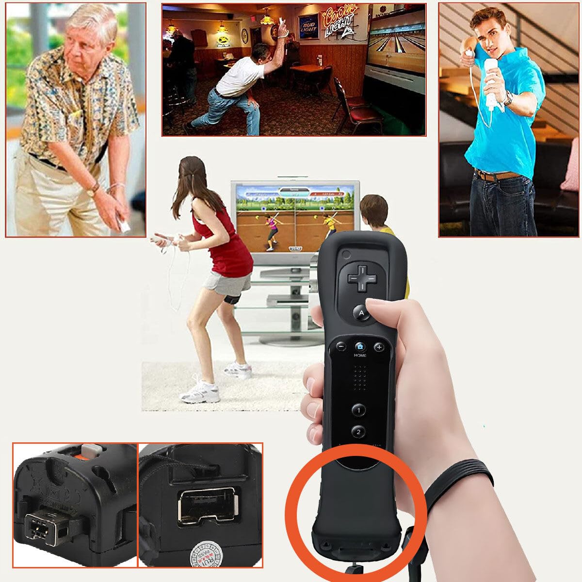 NCONCO Adaptateur de capteur Motion Plus Motion Plus, accessoire de capteur de mouvement externe à distance, coque en silicone pour Nintendo Wii (Noir), 1162856/120424CYVWTY