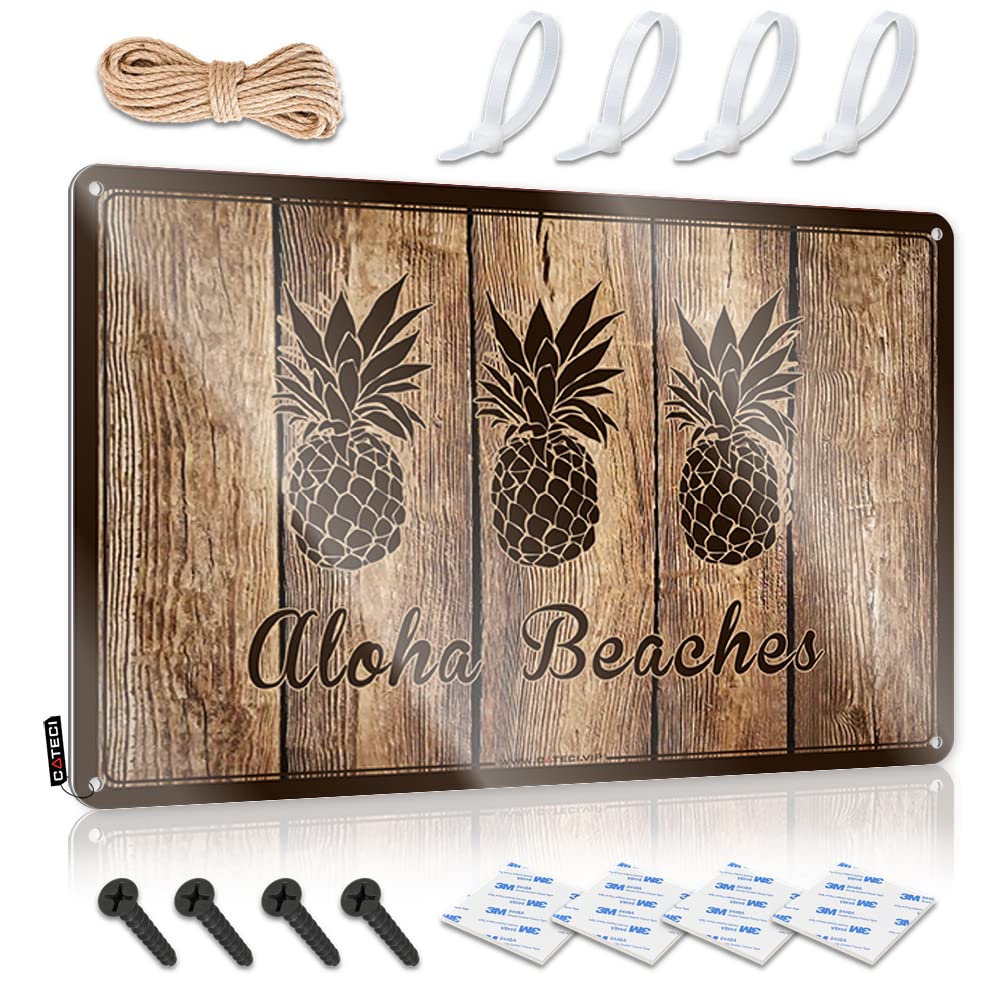 IBWNBBUSN Funny Camping Signs Aloha Beaches Pineapple Tin Sign Funny Bar Signs For Home Bar Beer Limit Sign(20X30CM)