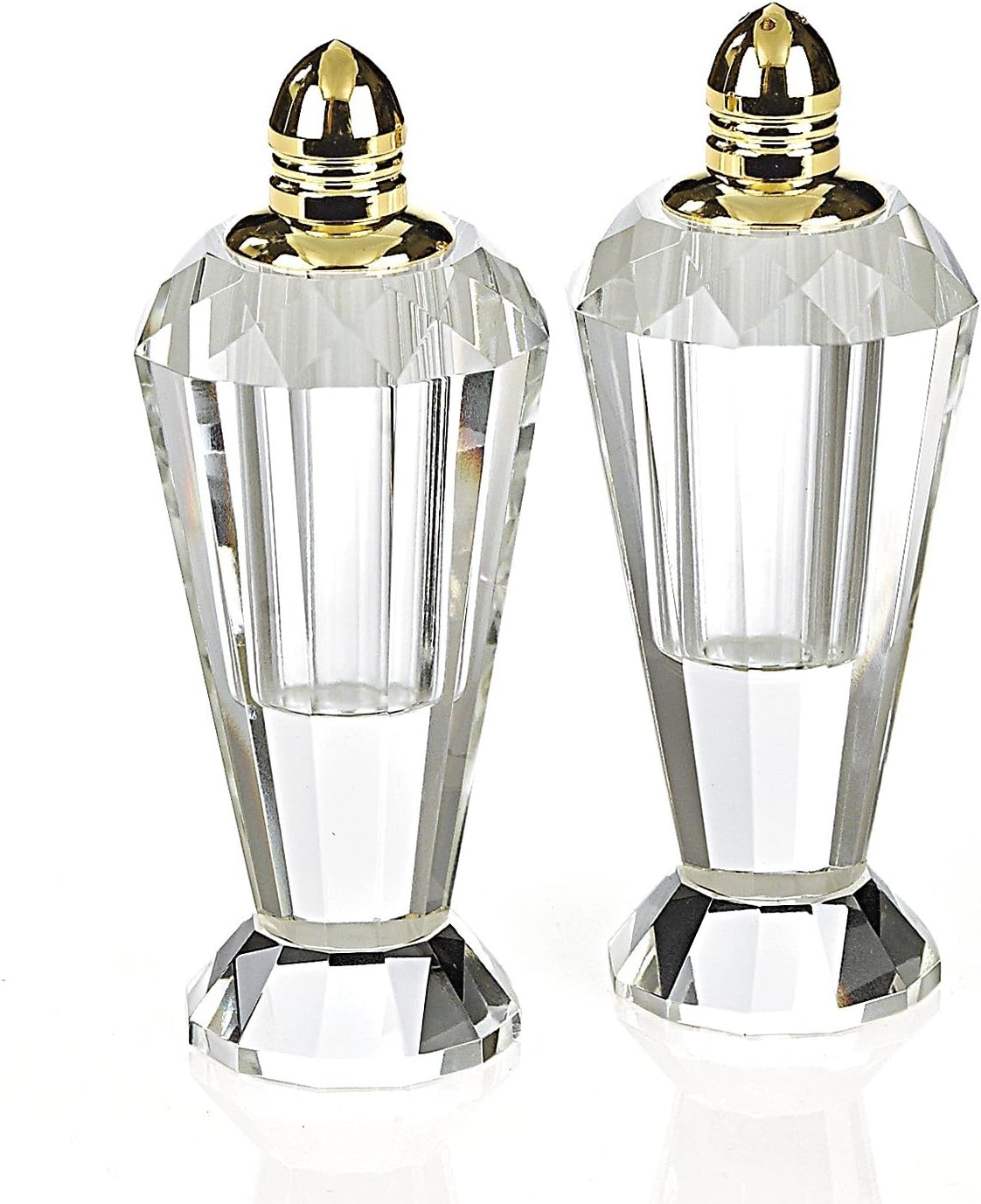 (D) Handcrafted Salt & Pepper Shakers Set (3.5" Square (Gold))
