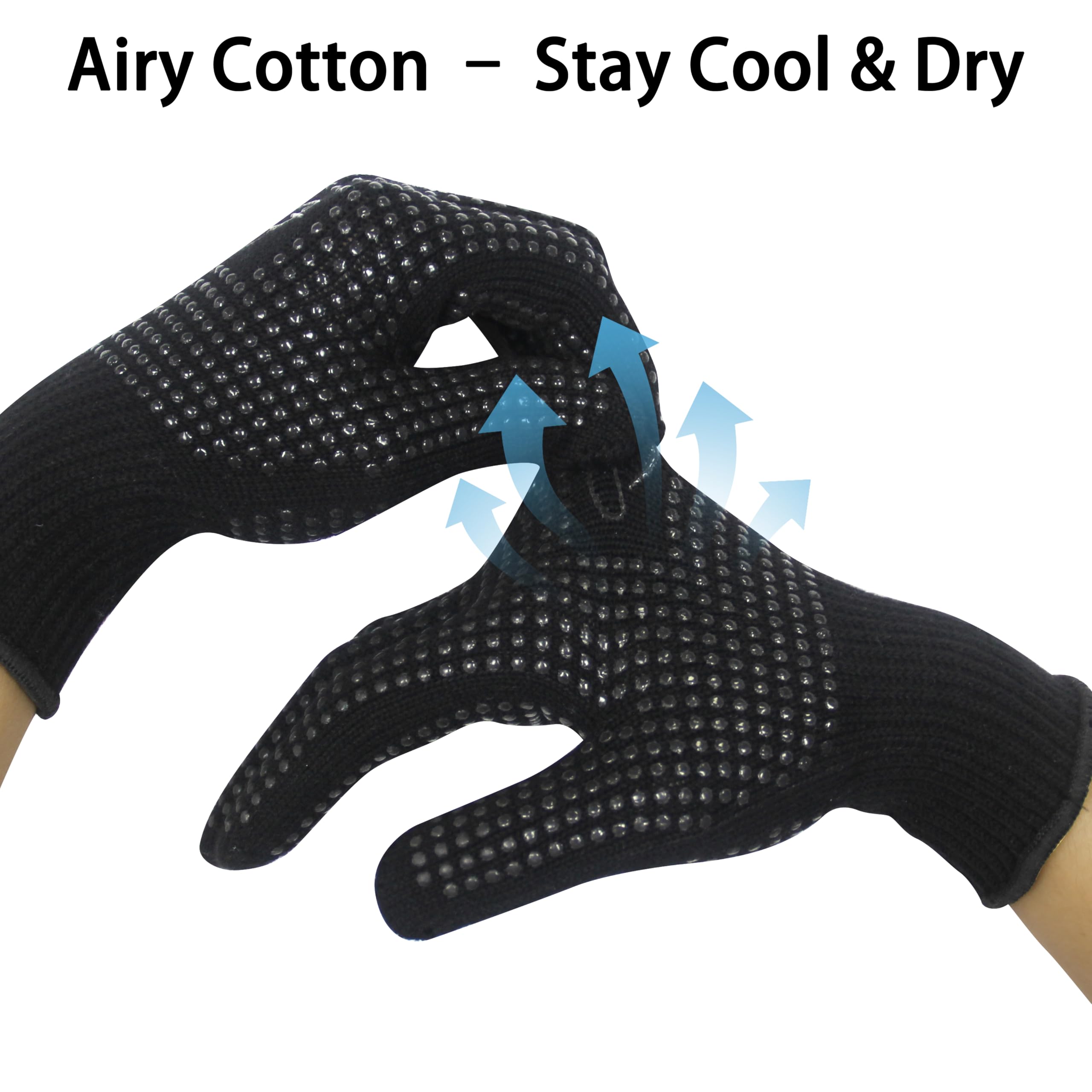ANGENIL Gants thermorésistants pour lisseur, antidérapants double face avec picots en silicone, pour coiffage, fers à boucler et lisseurs, lot de 2, noirs