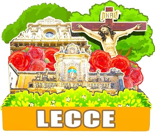 Imán de Italia Lecce para nevera de madera 3D, monumentos de viaje, coleccionables, recuerdos, decoración hecha a mano -137