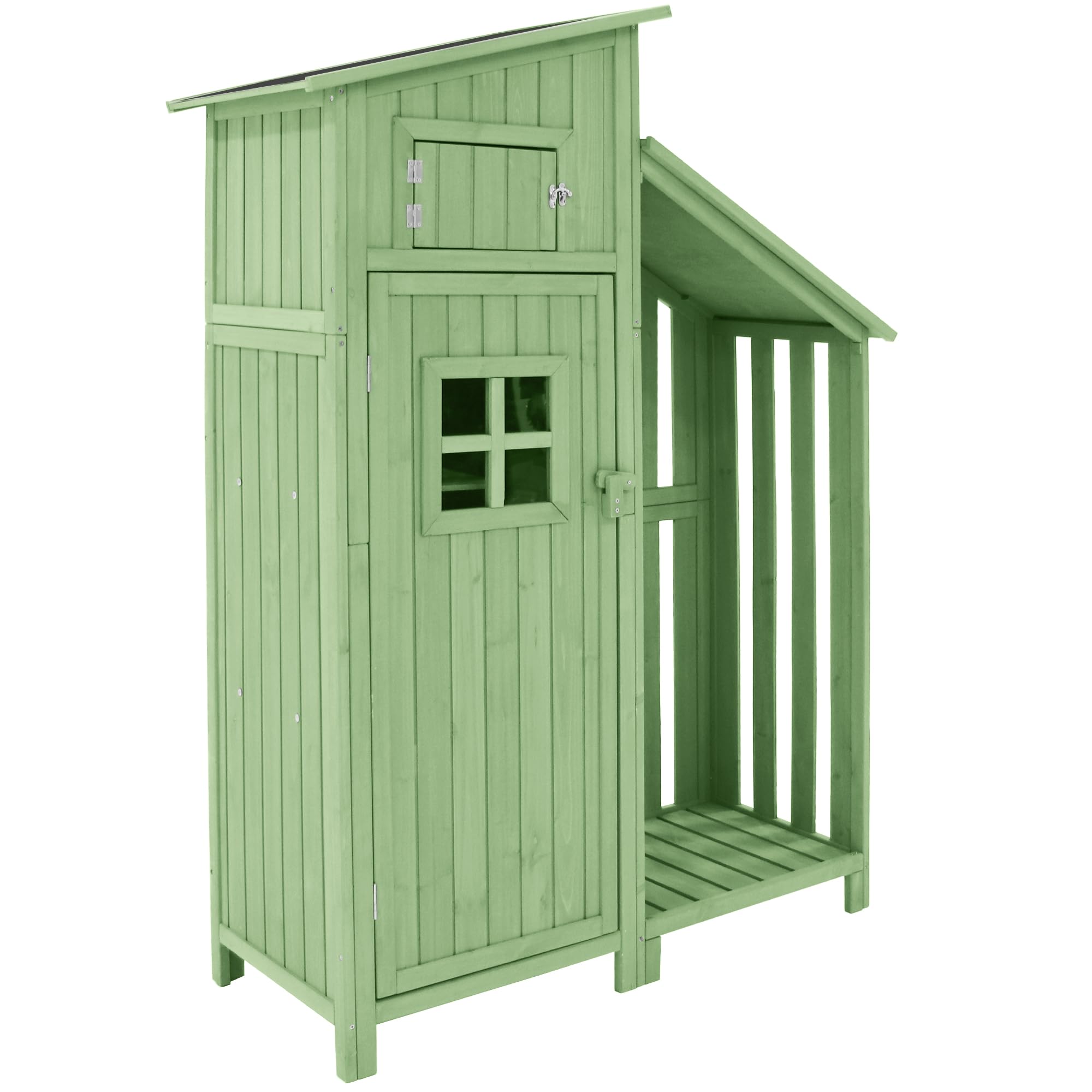 Caseta para herramientas de jardín con techo de PVC, 124 x 53 x 174 cm (ancho x profundidad x alto), caseta de madera para jardín, armario de jardín, pequeño armario de jardín, resistente al agua