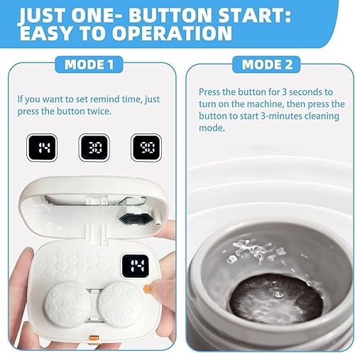 Miniatura 4 de Limpiador de lentes de contacto con espejo, limpiador ultrasónico USB de lentes de contacto para eliminación de lentes suaves, lentes duras, lentes