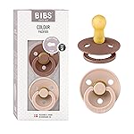 BIBS Pacifiers Colour Collection | Natural Rubber Baby Pacifier | Set of 2 BPA-Free Soothers | Made in Denmark | 18+ Months (Pack of 2) | Woodchuck/Blush