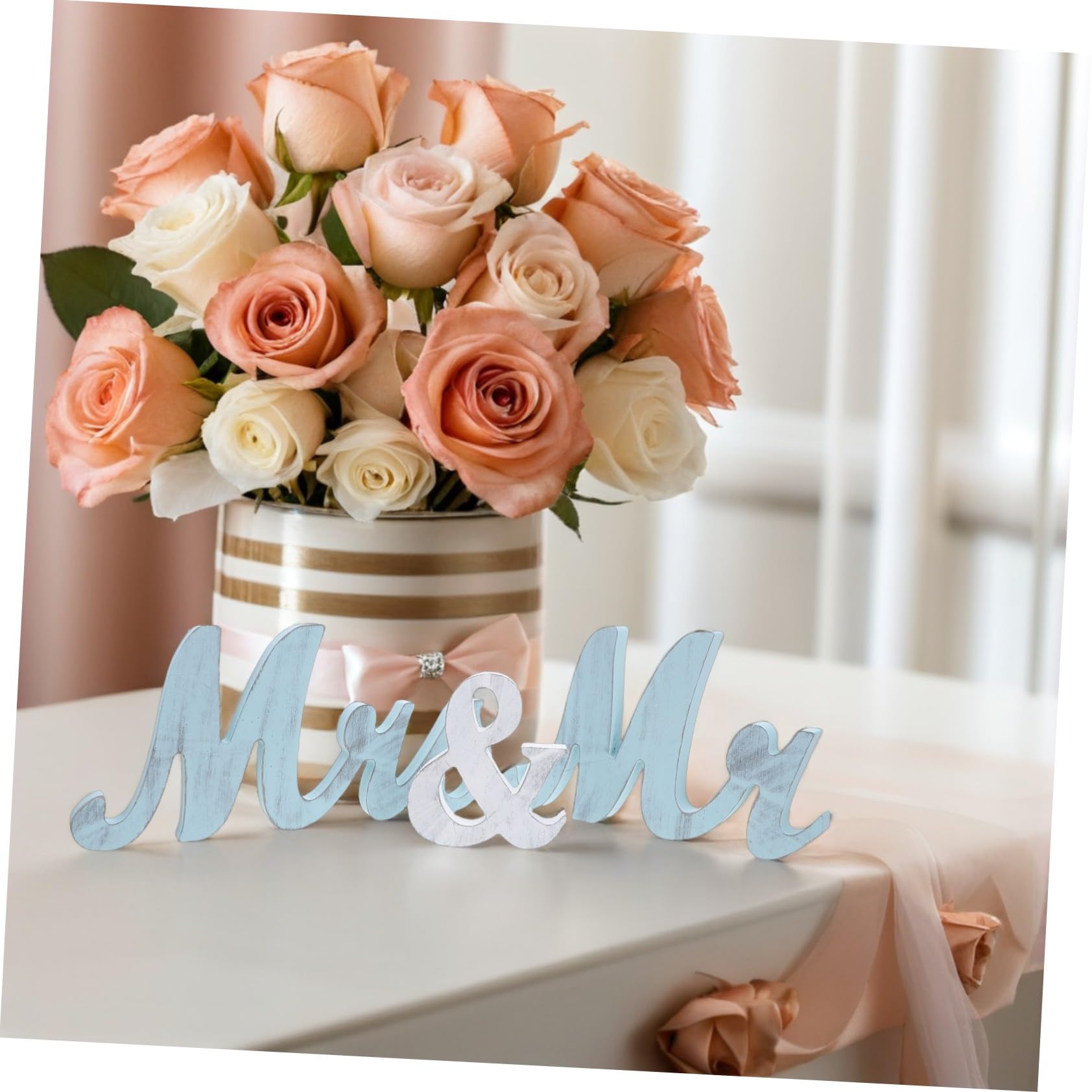 Alipis Rustikale Mr und Mrs Hochzeit Tischdekoration Leicht und Einfach Aufzubauen Elegante Vintage Dekoration für Hochzeit und Jubiläumsfeier