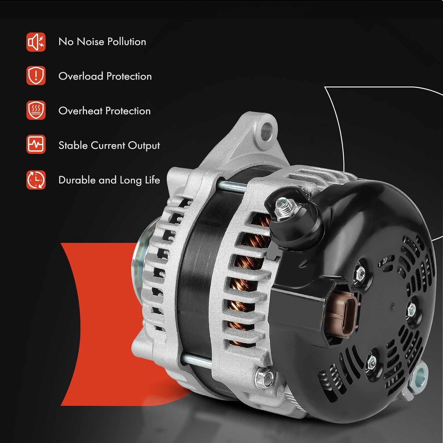 A-Premium Alternator Compatible with Ford F-150, Explorer, Edge, Police Interceptor Sedan/Utility, Special Service Police Sedan & Lincoln MKZ, MKX, MKT, Continental, 12V 200/225A 6-Groove Pulley CW