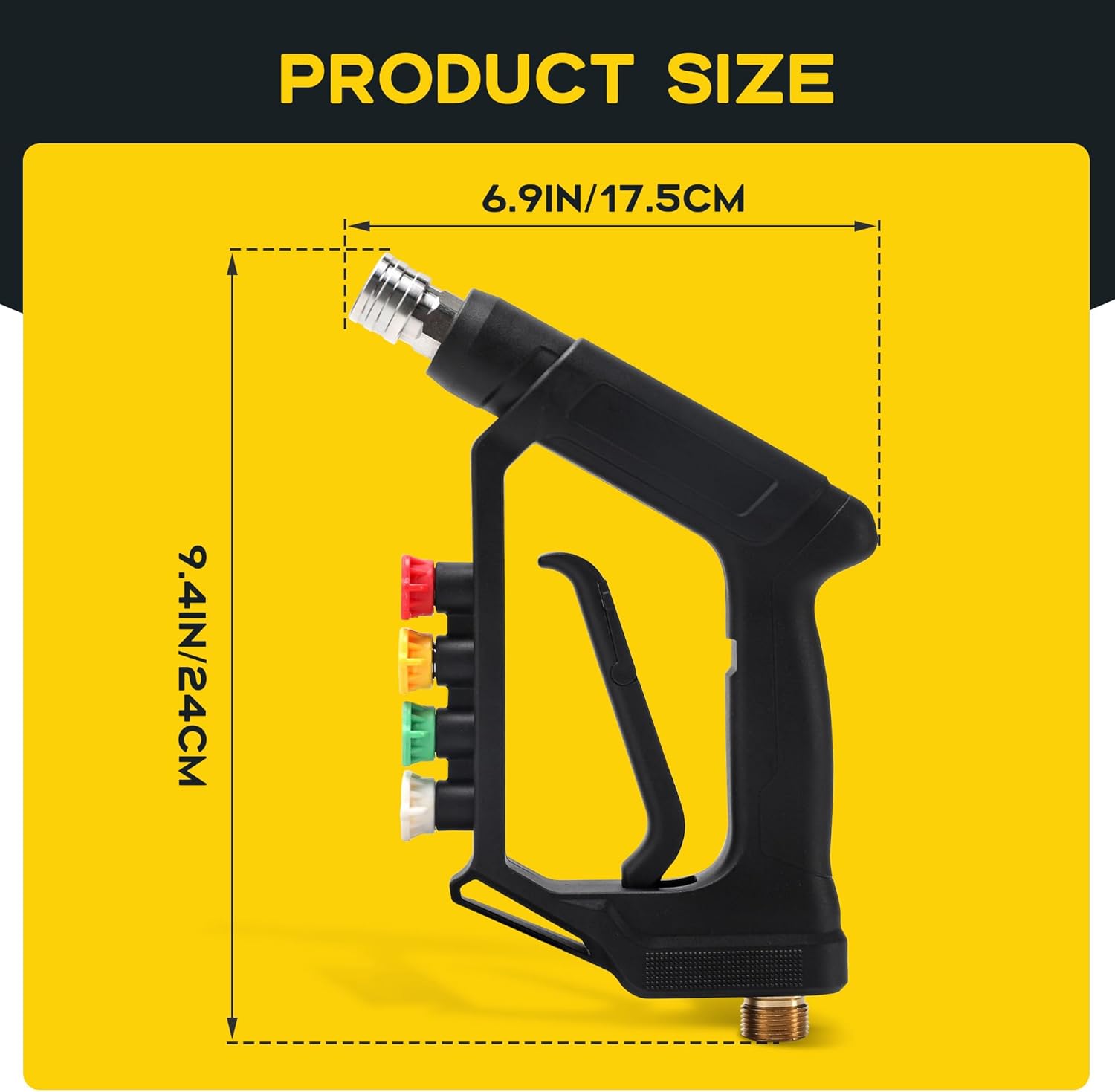 Pressure Washer Gun with M22-14mm Fitting, Spray Gun Handle with 4 Color Nozzle Tips