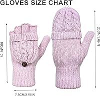 Vista 77 de Beurlike Guantes de invierno para mujer, de lana cálida, a prueba de viento, convertibles, sin dedos Negro