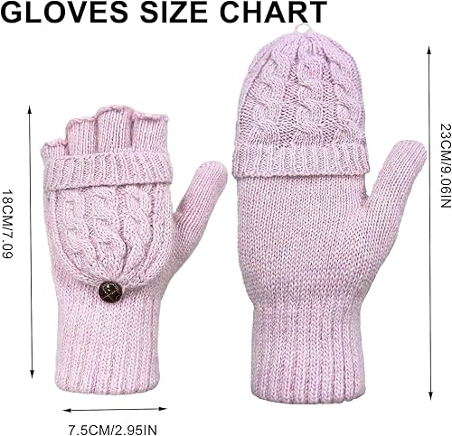 Miniatura 77 de Beurlike Guantes de invierno para mujer, de lana cálida, a prueba de viento, convertibles, sin dedos Negro