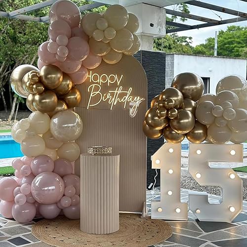 Miniatura 3 de Globos rosados, 113 piezas de diferentes tamaños, kit de guirnalda de arco de globos de color rosa rubor bohemio de 1812105 pulgadas, globo de helio