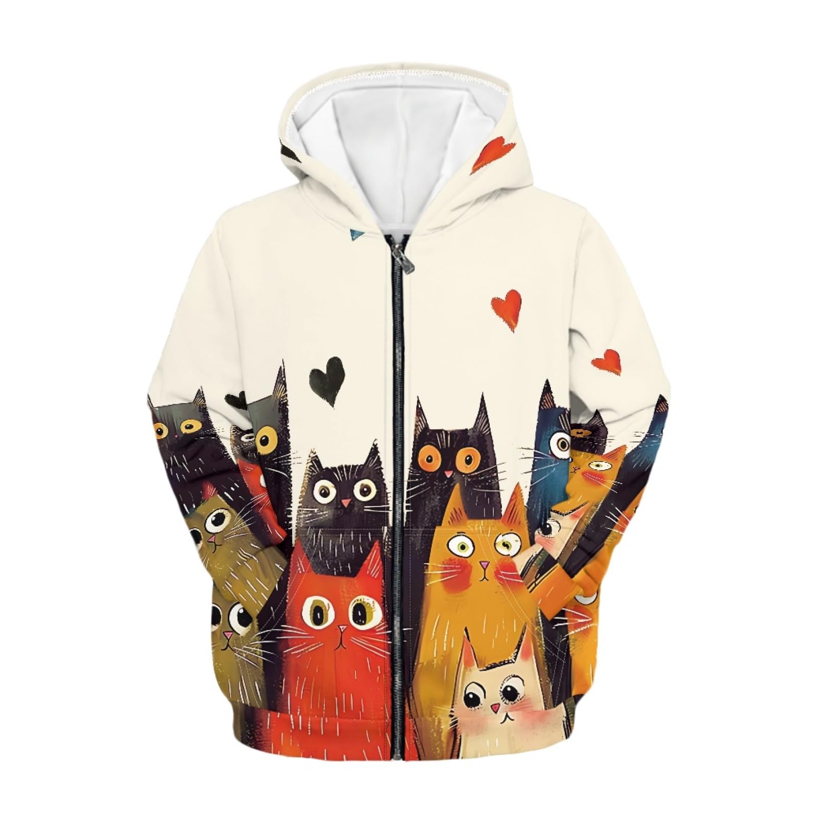 Amzbeauty Sudadera con capucha y cremallera para niños y niñas, con bolsillo, para la escuela, ropa infantil