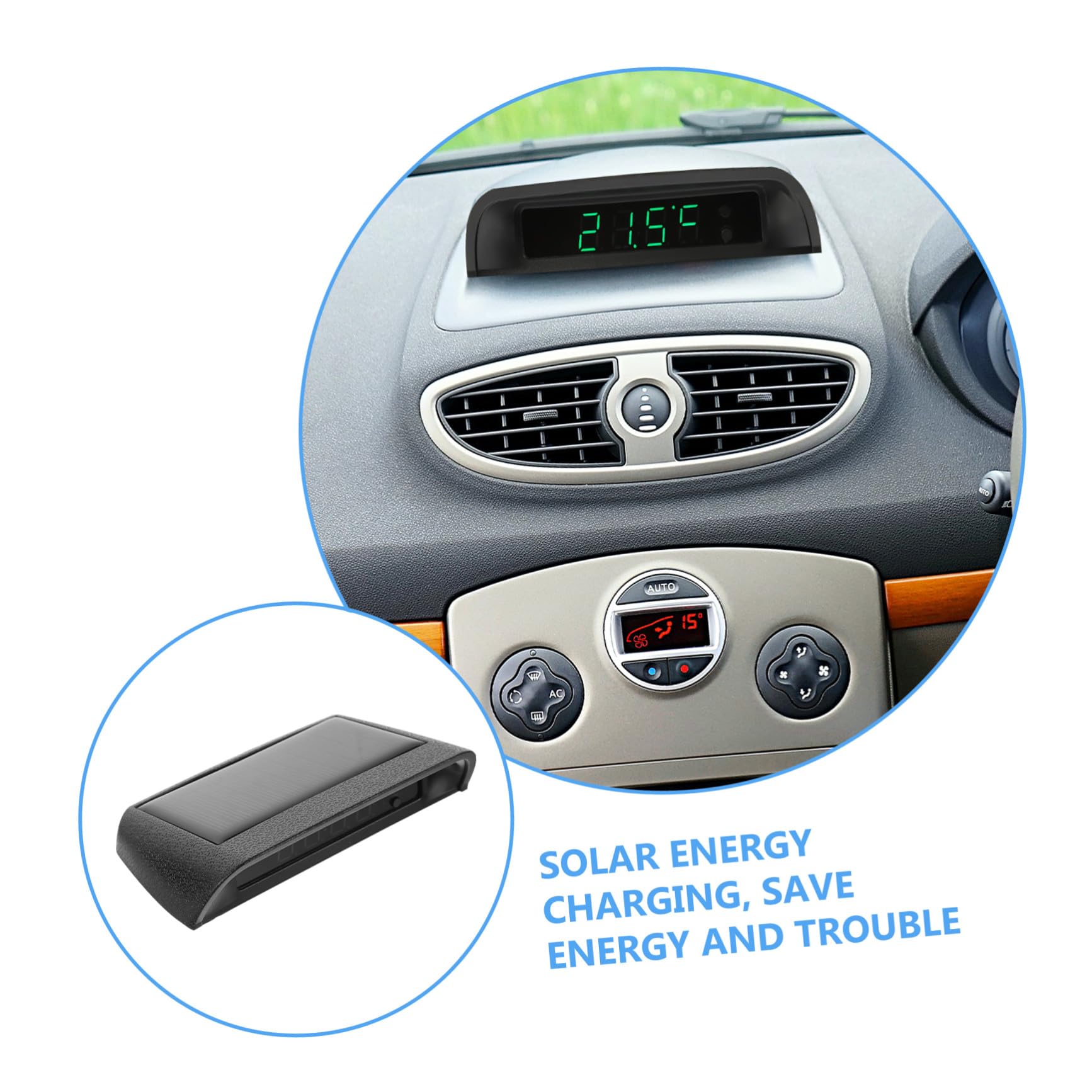 Mobestech 3piezas Reloj Electrónico De Alta Precisión Para Coche Carga Solar Pantalla Led Decoración y Funcionalidad Cualquier Momento Del Día