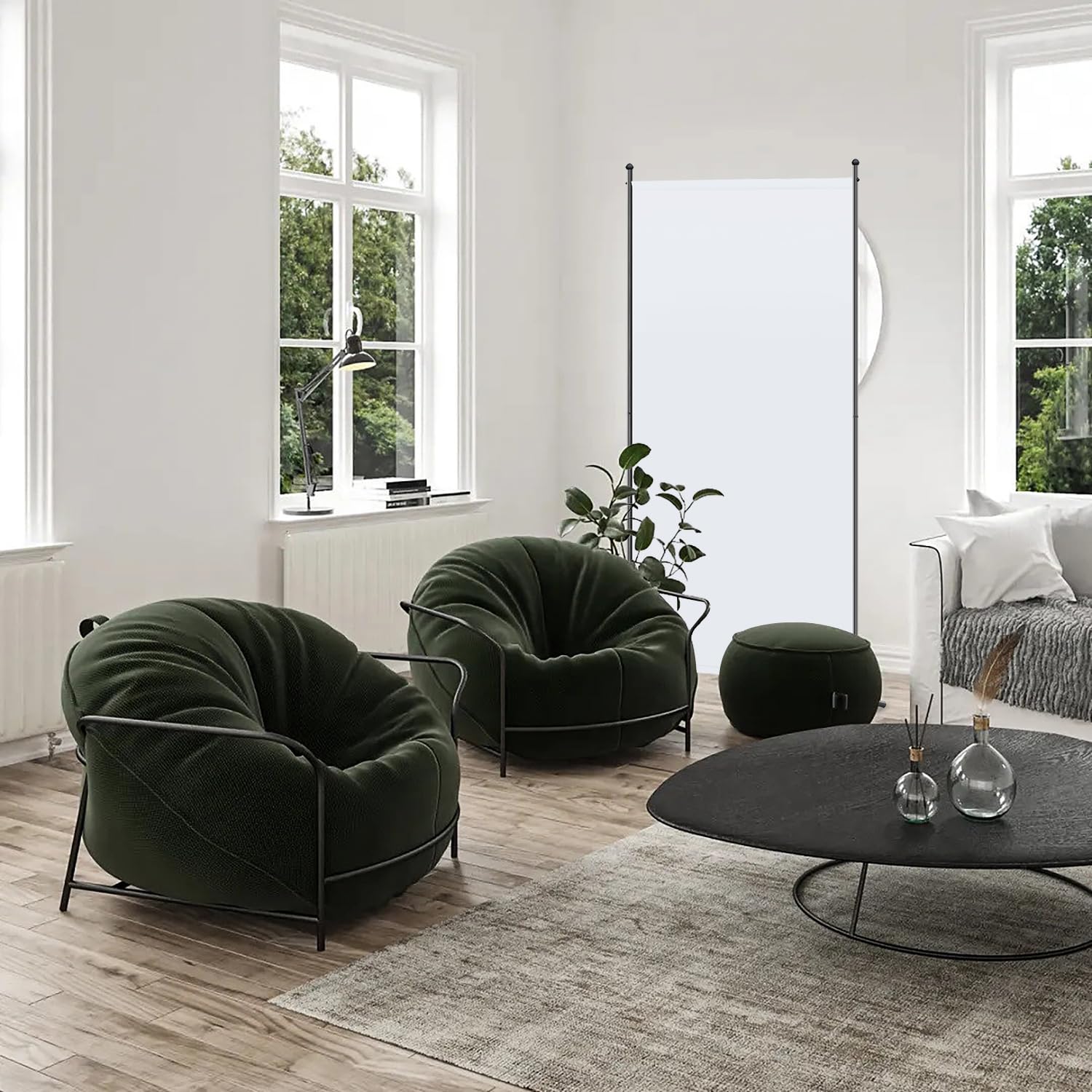 Angel Living Paraventi a 1 Pannelli, Elegante Decorazione, Divisorio Pieghevole, Divisorio, 80X180 cm (Bianca)