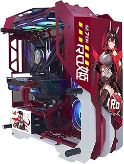 Gaming Case, Mid - Tower PC Gaming Case ATX/M-ATX/ITX - Front I/O USB 3.0 Port - Tempered Glass Side Panel - Including 2 LED Light Boards