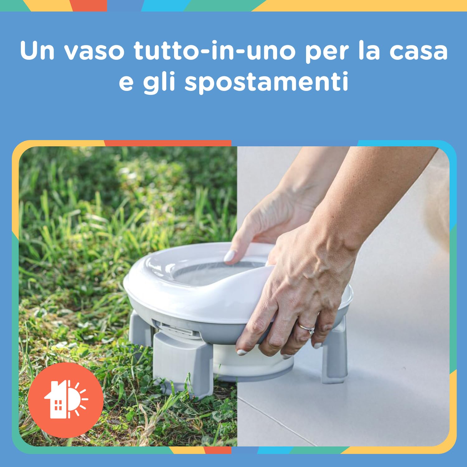 Nuby - Vasino portatile per bambini da viaggio - Wc portatile 2 in 1 Riduttore wc bambini o uso in autonomia - Con protezione paraschizzi e sacchetti usa e getta - Per imparare a usare il bagno