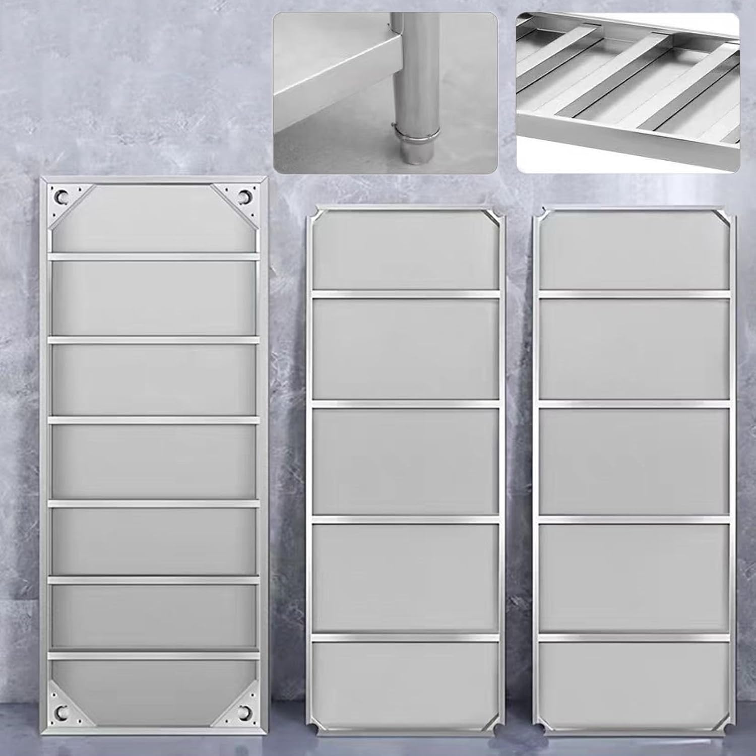 Three-Tier Kitchen Work Platform Open Stainless Steel Storage Rack Adjustable Legs Commercial Metal Preparation Table Easy to Install Suitable for Factory Packing Table(80x40x80cm/31.5x15.7x31.5”)