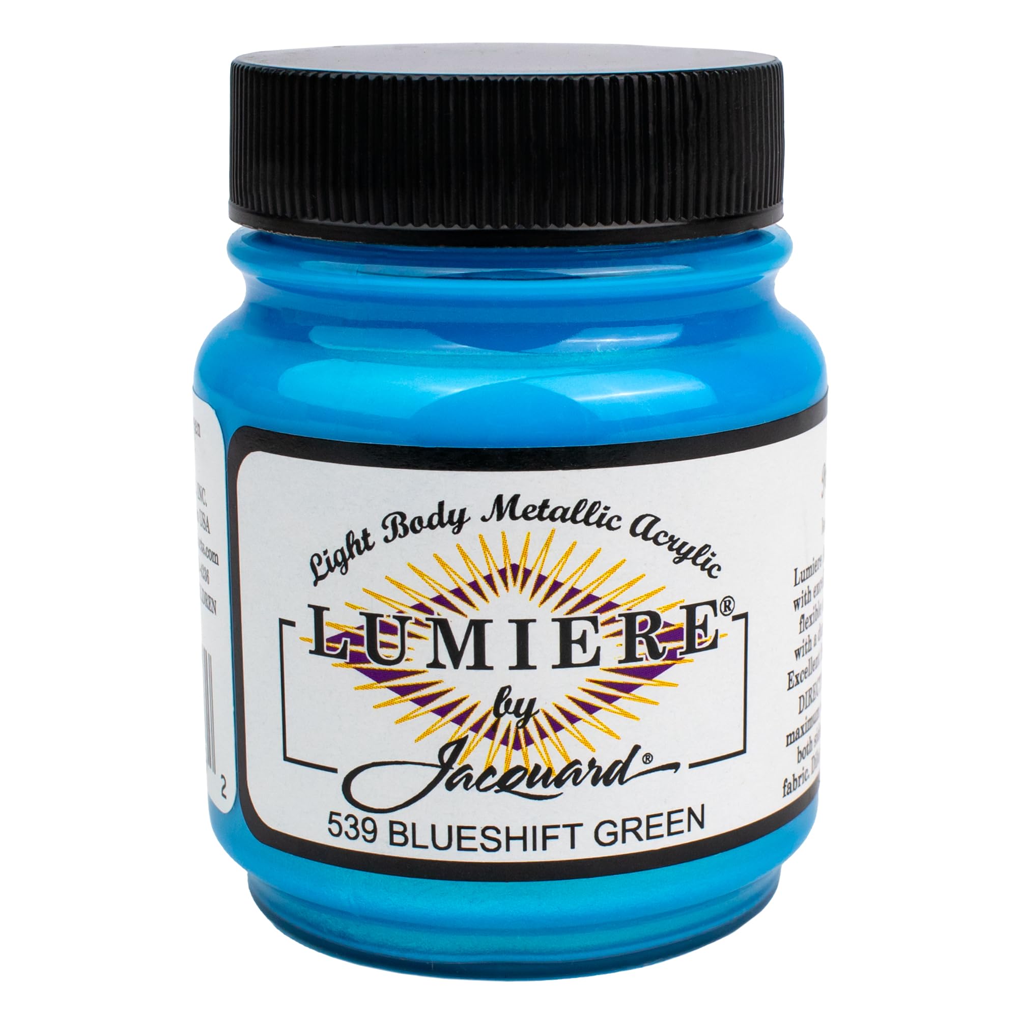 Jacquard Lumiere 2.25oz Fabric Paint Blueshift Green - Metallic Acrylic Paint for Fabric, Paper, Wood, Ceramic, Metal - Lightfast & Vibrant