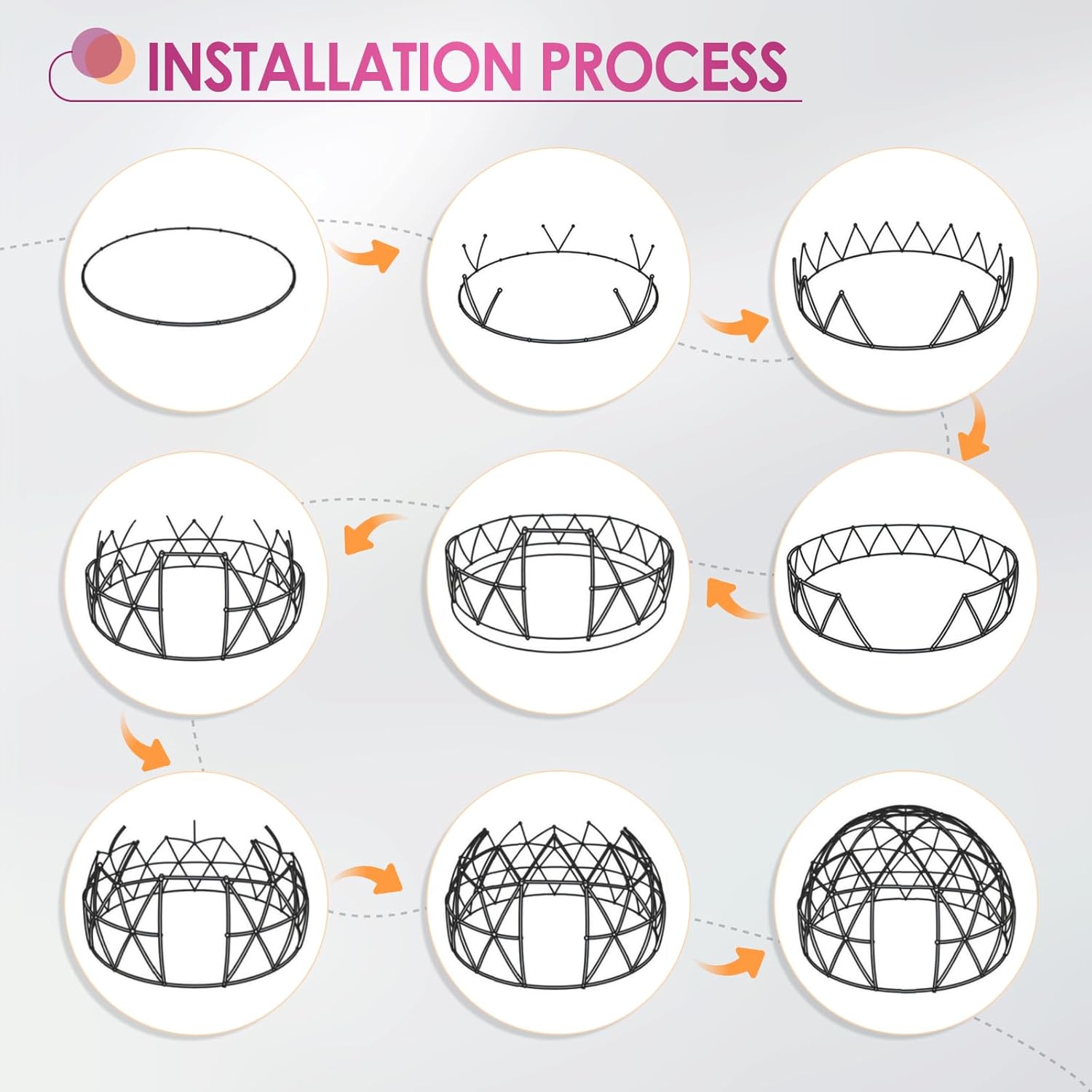 Upgraded 12FT Garden Dome Tent, Outdoor Clear Bubble Tent for 6–10 People, Geodesic Dome Greenhouse with Waterproof PVC Clear Cover, LED Lights, Window for Backyard Patio Camping Party