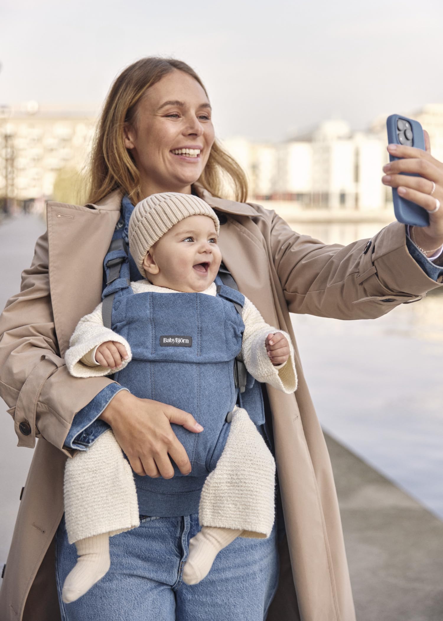 BabyBjörn Babytrage Harmony, Gewebt Melange, Blau