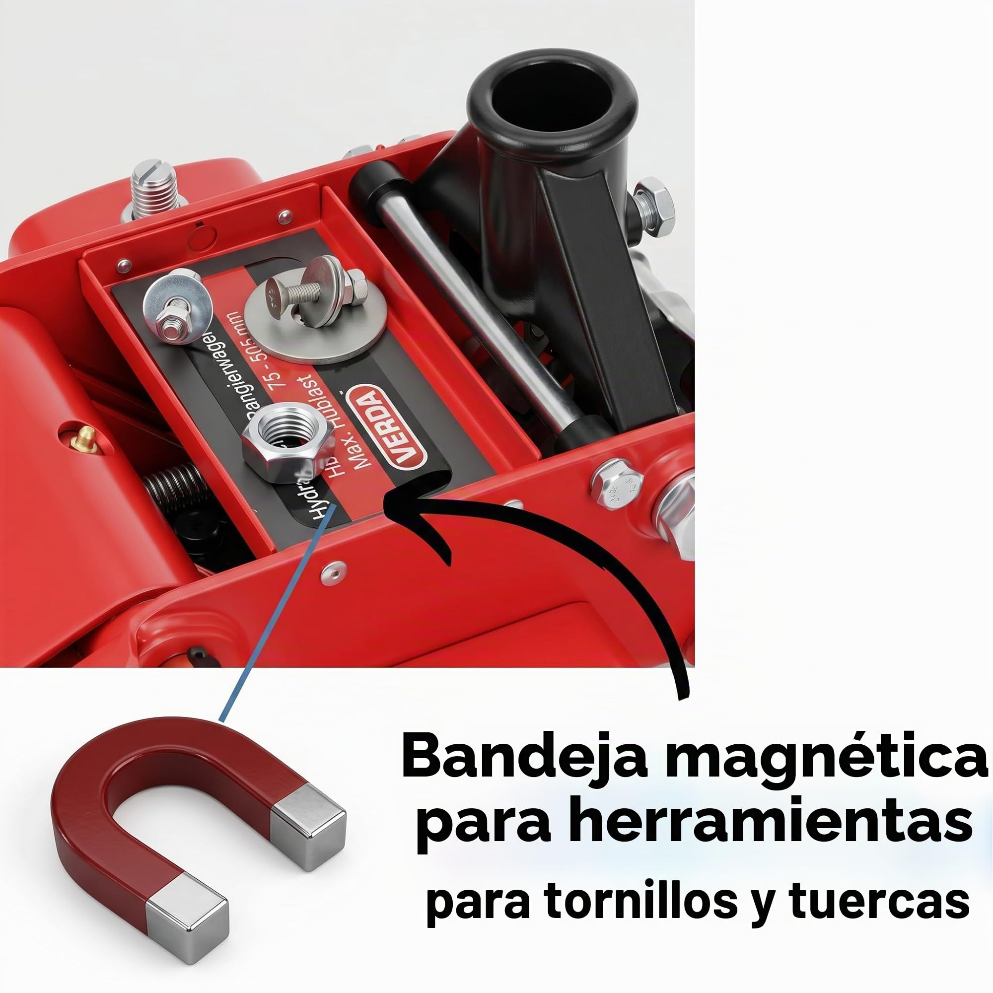 Verda Gato Hidráulico de Carretilla 3 T, Altura de Elevación 75-515 mm, con Pedal, Engrasador, 2 Almohadillas de Goma, Sistema de Doble Bomba, Perfil Bajo, Estable y Seguro, para Coche y SUV