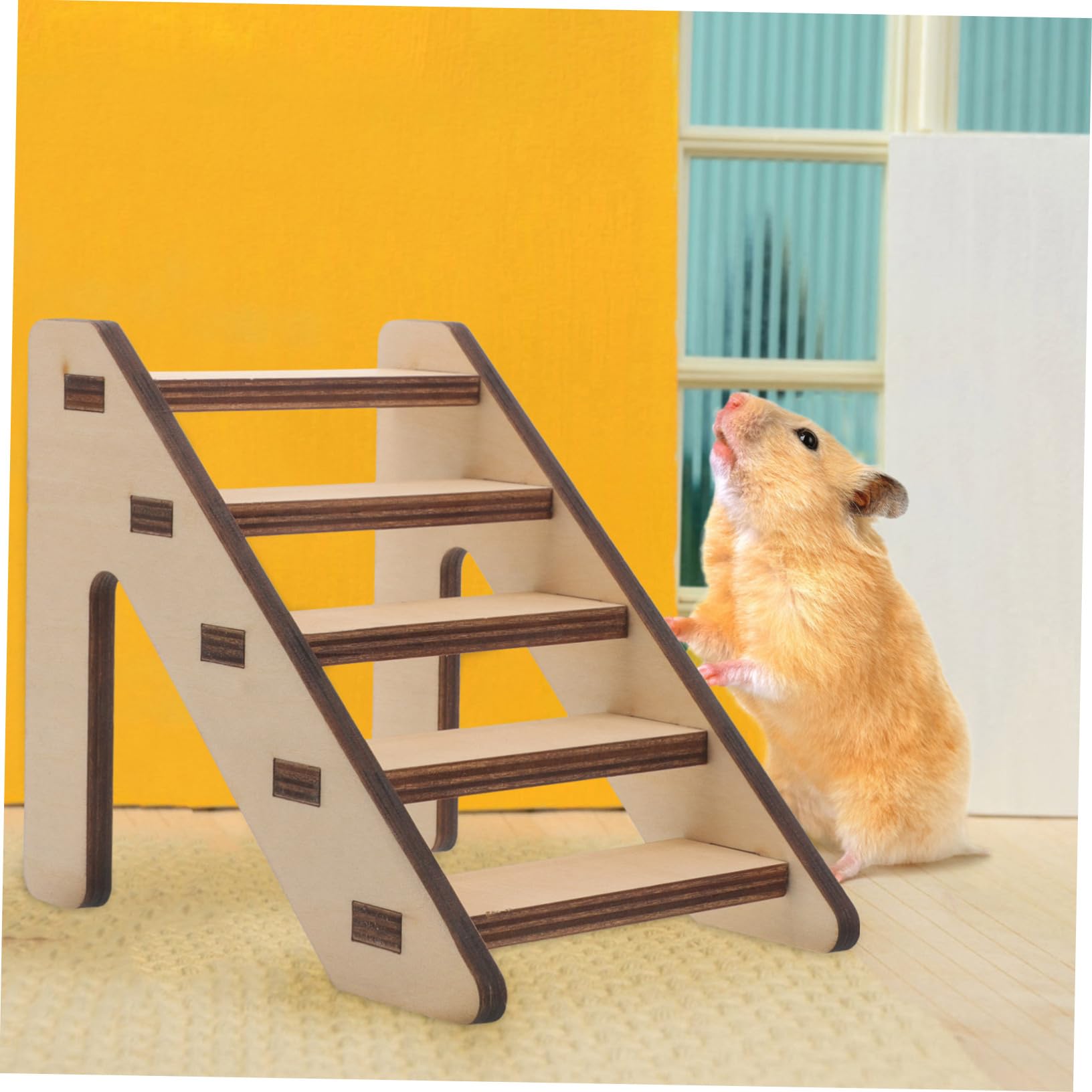 Levemolo Sturdy Wooden Hamster Toys Small Pet Ladder Pet Activity Center Chinchilla Ladder